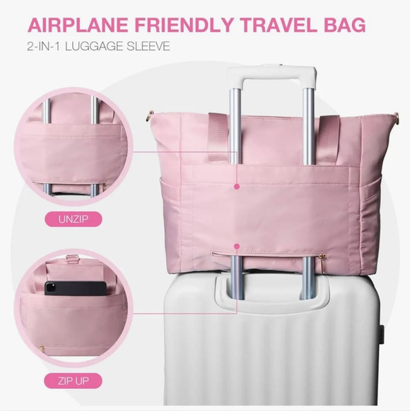 NWT Davvshock Pink Travel Weekender Carry On Tote Bag - Picture 12 of 16